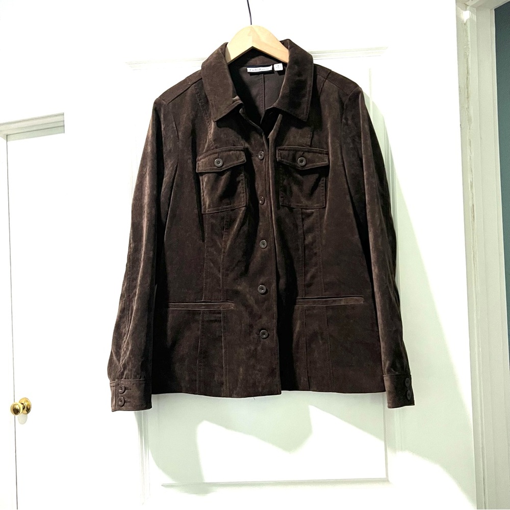 Croft & Barrow Jacket Women’s Size Medium Corduroy Chocolate Brown Casual